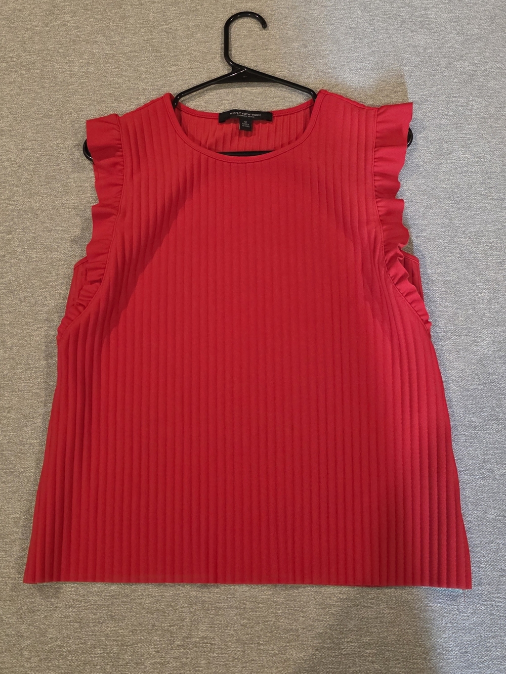 Marc New York Red Ribbed Ruffle Sleeve Tank